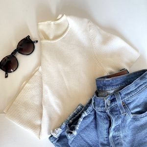 Ribbed Cream Sweater Top